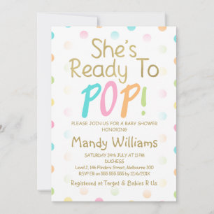 Pink Ballon Ready To Pop Baby Shower Invitation