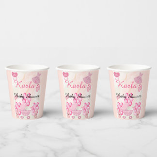 Pink Ballons Bunny Rabbit It's a Girl Baby Shower  Paper Cups