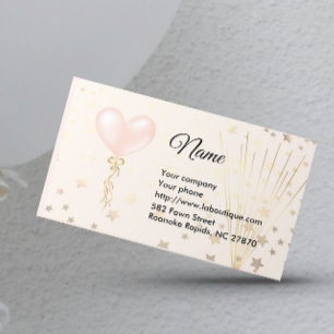 Pink Balloon and Stars Business Card