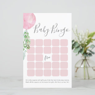 Pink Balloon Baby Shower Bingo Game