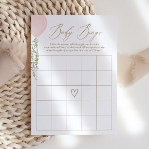 Pink Balloon Baby Shower Bingo Game Invitation