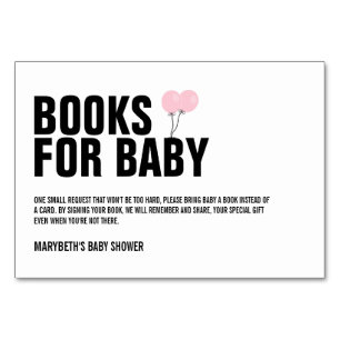 Pink Balloon Baby Shower Bring A Book Request Card