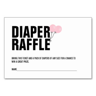 Pink Balloon Baby Shower Diaper Raffle Ticket Table Number