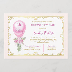 Pink balloon baby shower invitation
