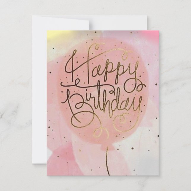 pink balloon birthday card (Front)