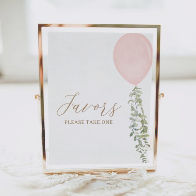 Pink Balloon Birthday Favours Sign (Creator Uploaded)