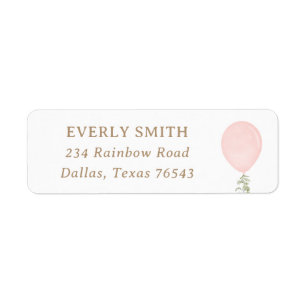 Pink Balloon Birthday Return Address Label