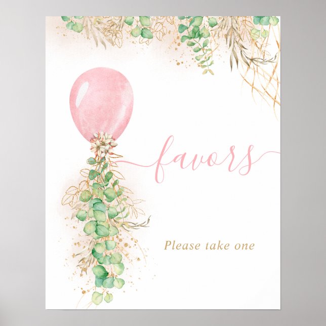 Pink Balloon Eucalyptus Foliage Garland Favours Po Poster (Front)