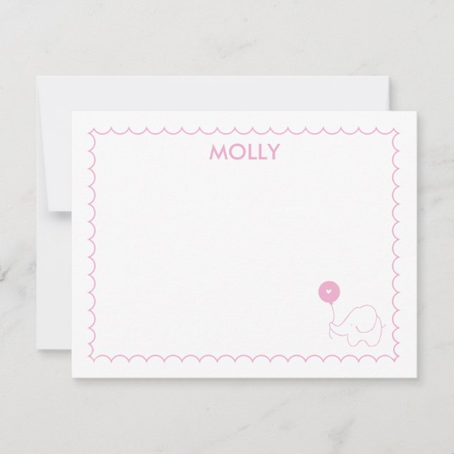 Pink Balloon | Flat Note Note Card (Front)