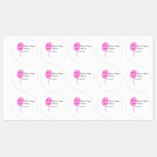 Pink balloon it's a girl baby shower add name date