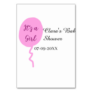 Pink balloon it's a girl baby shower add name date table number