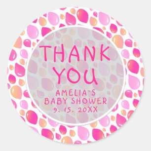 Pink Balloon Pattern Baby Girl Baby Shower Classic Round Sticker