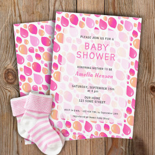Pink Balloon Pattern Baby Girl Baby Shower  Invitation