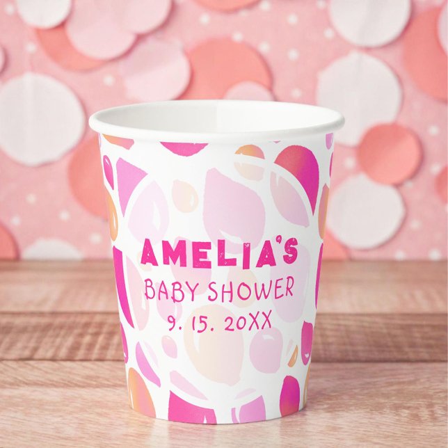 Pink Balloon Pattern Baby Girl Baby Shower Paper Cups (Creator Uploaded)