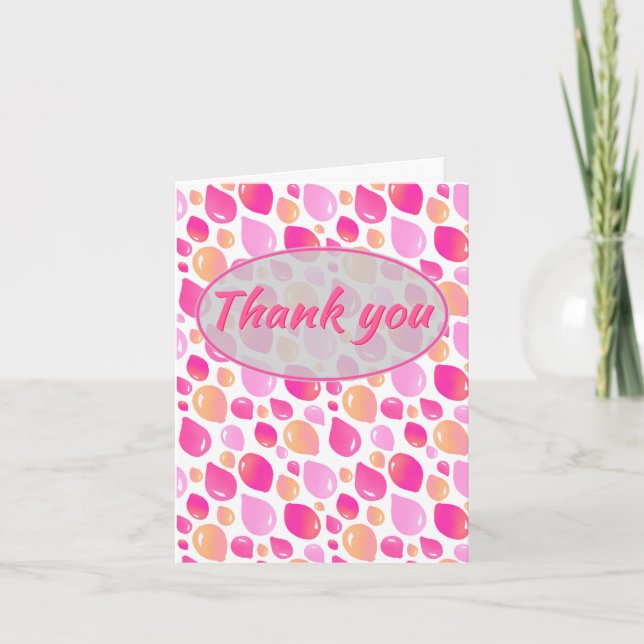 Pink Balloon Pattern Girl Baby Shower Thank You Card (Front)