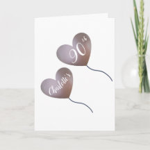 pink balloon personalised 90th birthday card