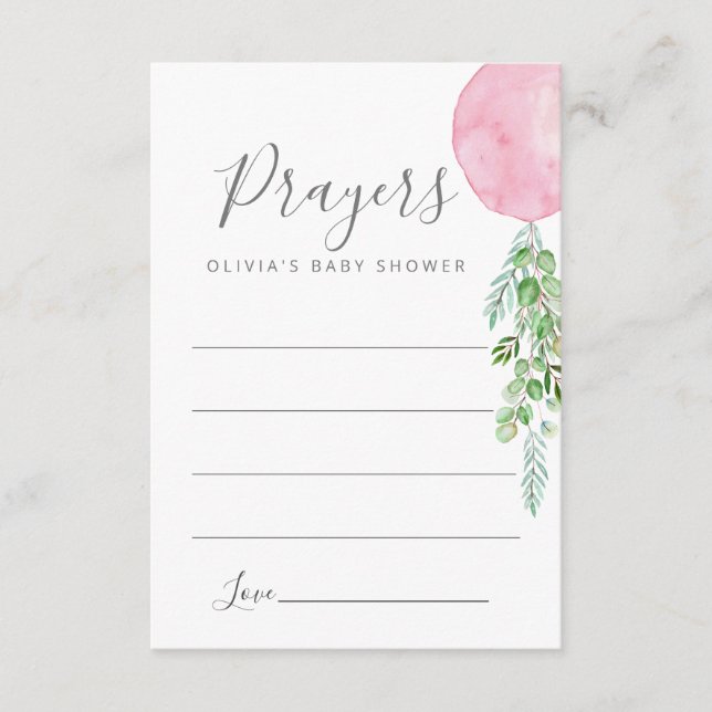 Pink Balloon Prayers For Baby Enclosure Card (Front)