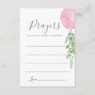 Pink Balloon Prayers For Baby Enclosure Card