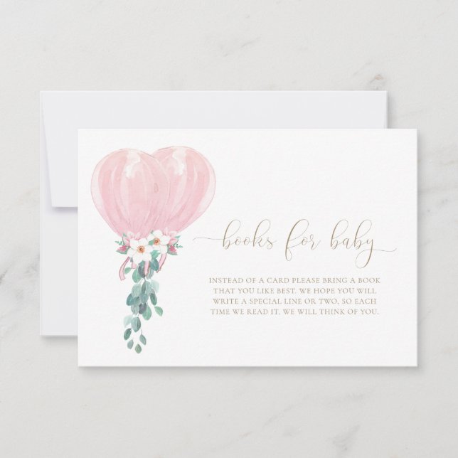 Pink Balloons Books For Baby Request Card (Front)