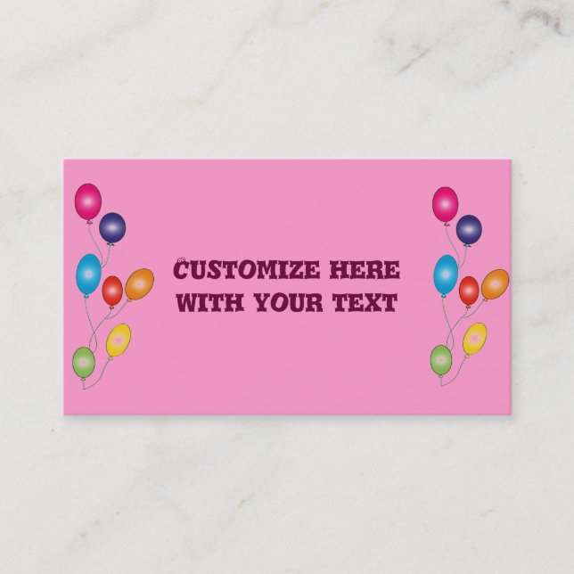 Pink Balloons business cards (Front)