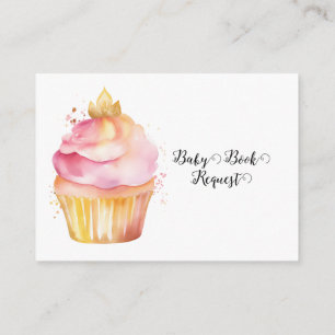 Pink Balloons Cup Cake Baby Book Request Enclosure Card