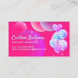 Pink Balloons Event Party Planner Decoration Business Card