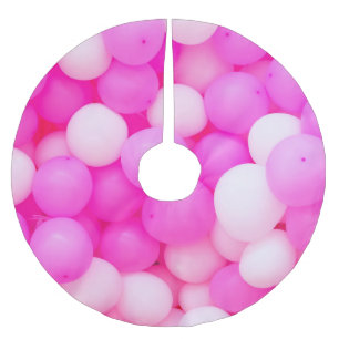 Pink Balloons Festive Background Design. Brushed Polyester Tree Skirt