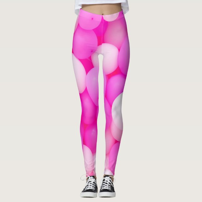 Pink Balloons Festive Background Design. Leggings (Front)
