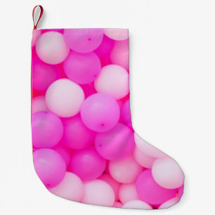 Pink Balloons Festive Background Design. Small Christmas Stocking