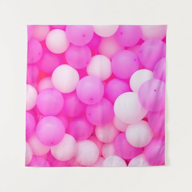 Pink Balloons Festive Background Design. Tapestry (Front)
