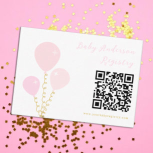 Pink Balloons Girl Baby Shower Registry Enclosure Card