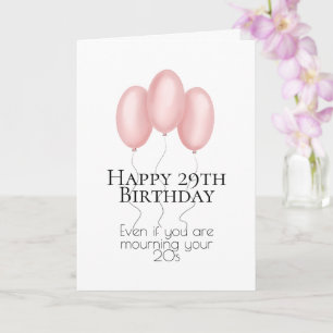 Pink Balloons Happy 29th Birthday Card