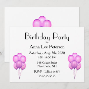 Pink Balloons Invitation