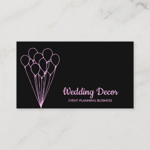 Pink Balloons on Black Event Planner Business Card
