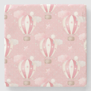 Pink Balloons Pattern Stone Coaster