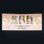 Pink Balloons Photo 30th Glitter Birthday Banner<br><div class="desc">Celebrate 30 years with this balloon theme banner. Pop in your favourite photos and name and that's all there is to it. We'll take it from there!

Photo courtesy of Gracie Mae Photography,  https://maeganbartell.wixsite.com/graciemaephotography</div>