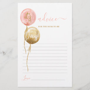 Pink balloons twins Advice for Mum To Be card
