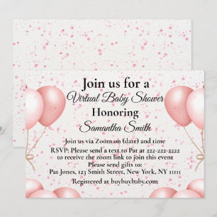 Pink Balloons Virtual Baby Shower Invitation