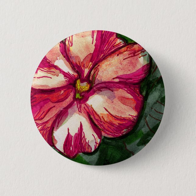 Pink Balsam Flower 6 Cm Round Badge (Front)