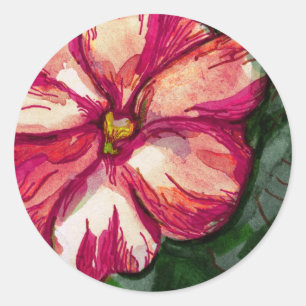 Pink Balsam Flower Art Classic Round Sticker