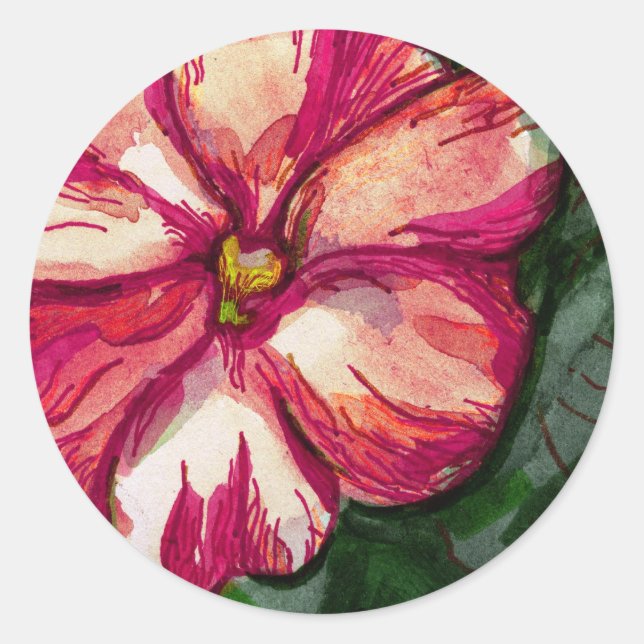Pink Balsam Flower Art Classic Round Sticker (Front)