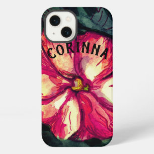 Pink Balsam Flower art & Name iPhone 13 Case