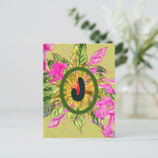 Pink Balsam Flowers Bouquet & Letter Postcard