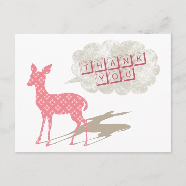 Pink Bambi Thank You Postcard (Front)