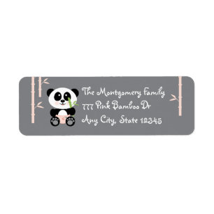 Pink Bamboo Baby Panda in Diapers Address Labels