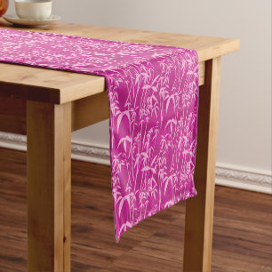 Pink bamboo grass on magenta pattern short table runner