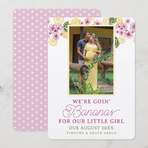 Pink Banana Baby Girl Photo Announcement 