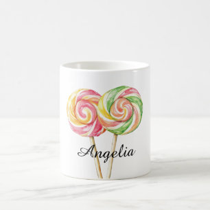 Pink Banana Yellow Lime Green Lollipops Coffee Mug