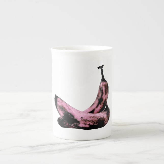 Pink Bananas Cool Fun Unique Bone China Mug (Front)