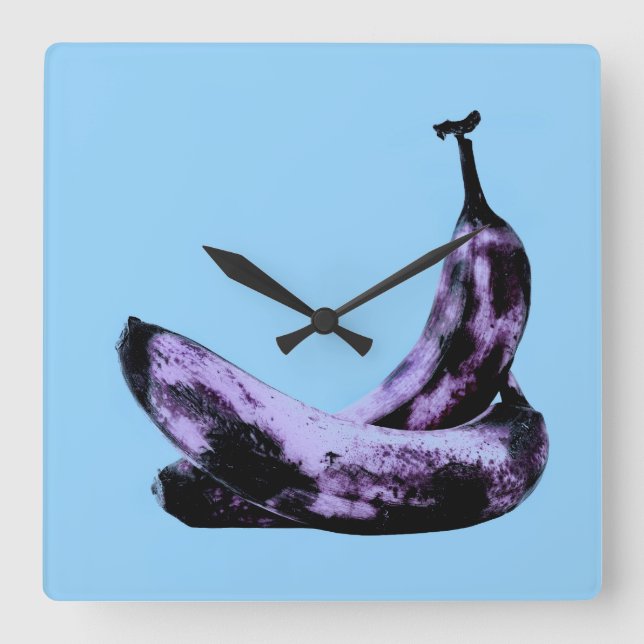 Pink Bananas Pop Art Square Wall Clock (Front)